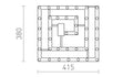 LED Modul SQ 41 tekninen piirros, neliömuotoisen LED-moduulin mitat.