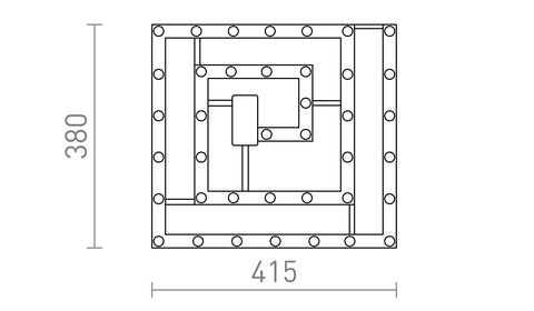 LED Modul SQ 41 tekninen piirros, neliömuotoisen LED-moduulin mitat.