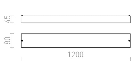 Tekninen piirros MARINA LED 120 seinävalaisimesta, mitat
