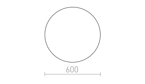 DIFFUSER R 60 PMMA valonjakajan tekniset mitat, halkaisija 600 mm, valkoinen akryylimateriaali
