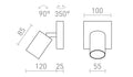 DUDE SQ valaisimen mitat – DUDE SQ LED-valaisimen paino on 0.272 kg, yhteensopiva PARATHOM GU10 ADV himmennettävä -polttimon kanssa.