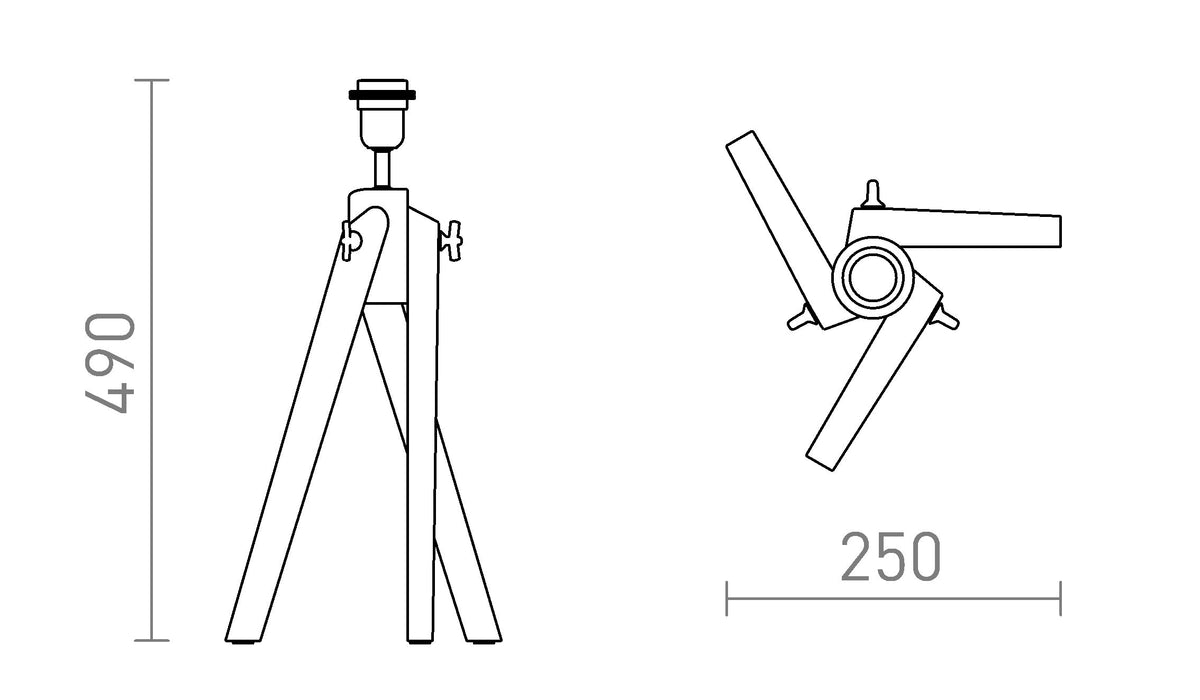 Rendl AMBITUS bordslampsfot, bambu, E27 – måttskiss