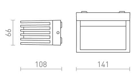 CLAIRE 14 Seinävalaisin – Mitat: 141 mm x 108 mm x 66 mm
