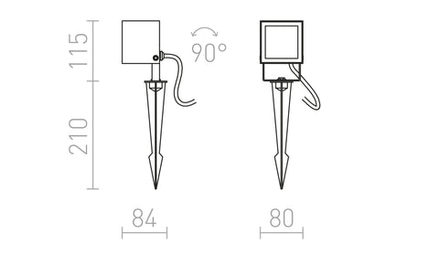 BORA ulkovalaisimen mitat ja tekniset tiedot: paino 0.67 kg, 1 m johto