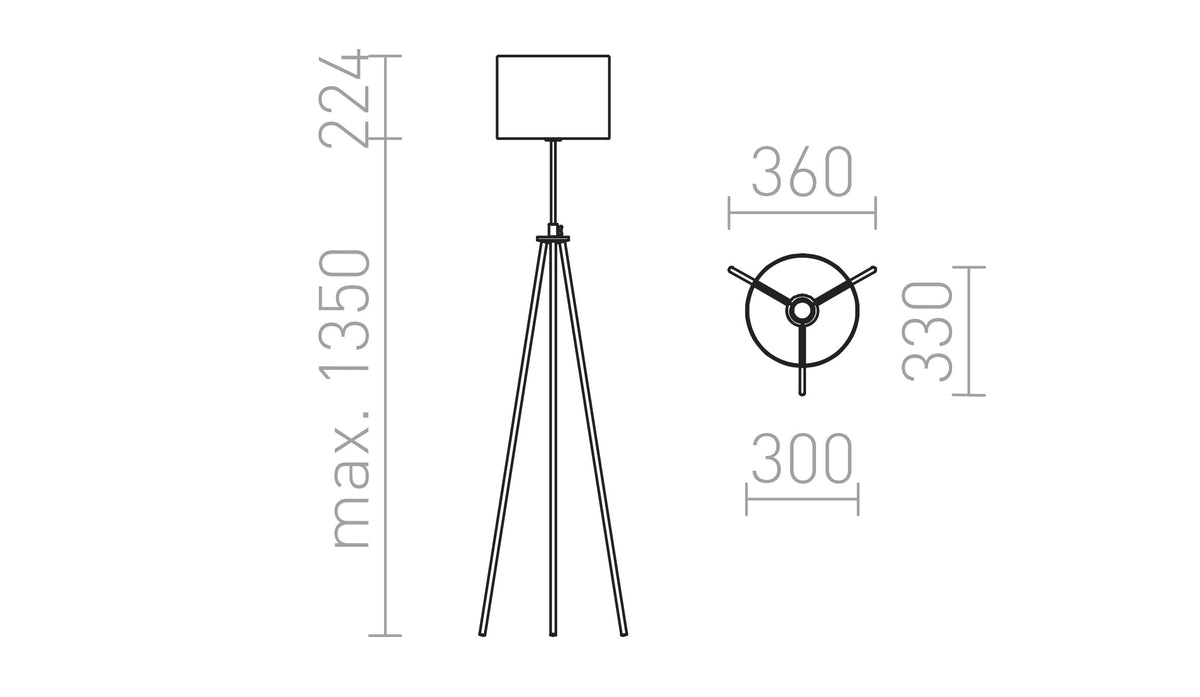 Rendl GARDETTE golvlampa – måttskiss