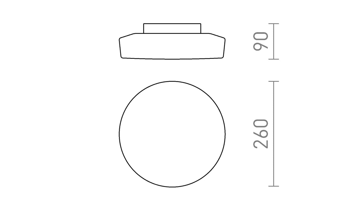 Rendl ZARA LED 26 taklampa i opalglas, krom, IP44 – måttskiss