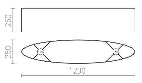 Casual 120/25 varjostimen mittapiirros, näyttää tarkat mitat ja asennusvaihtoehdot.