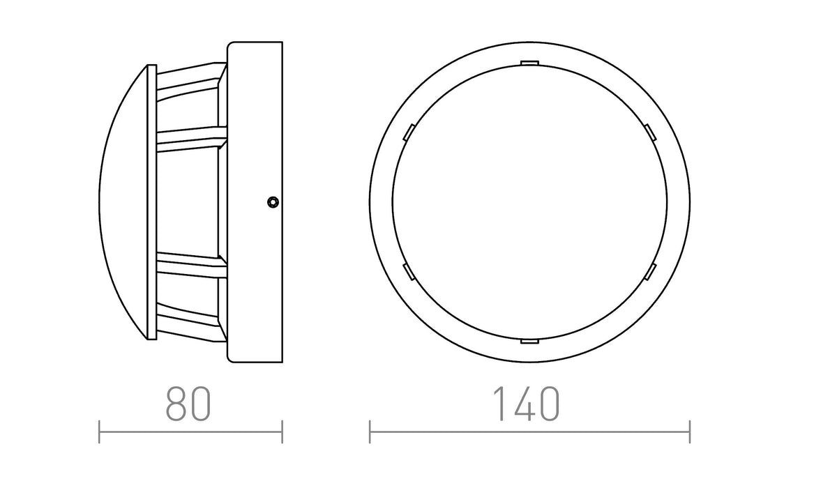 Rendl FAROS LED-utomhusarmatur för vägg- eller markmontering, IP54 – måttskiss