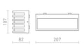 CLAIRE 21 Seinävalaisin – Mitat: 207 mm x 82 mm x 107 mmt