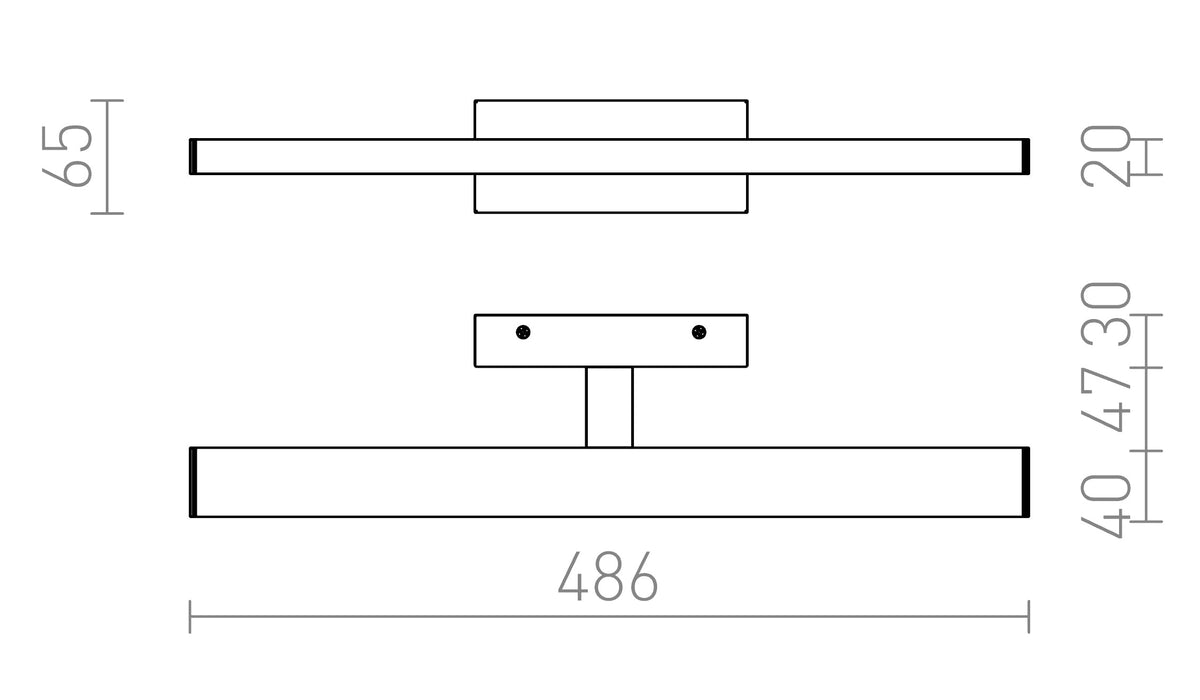Rendl PANON LONG vägglampa – måttskiss