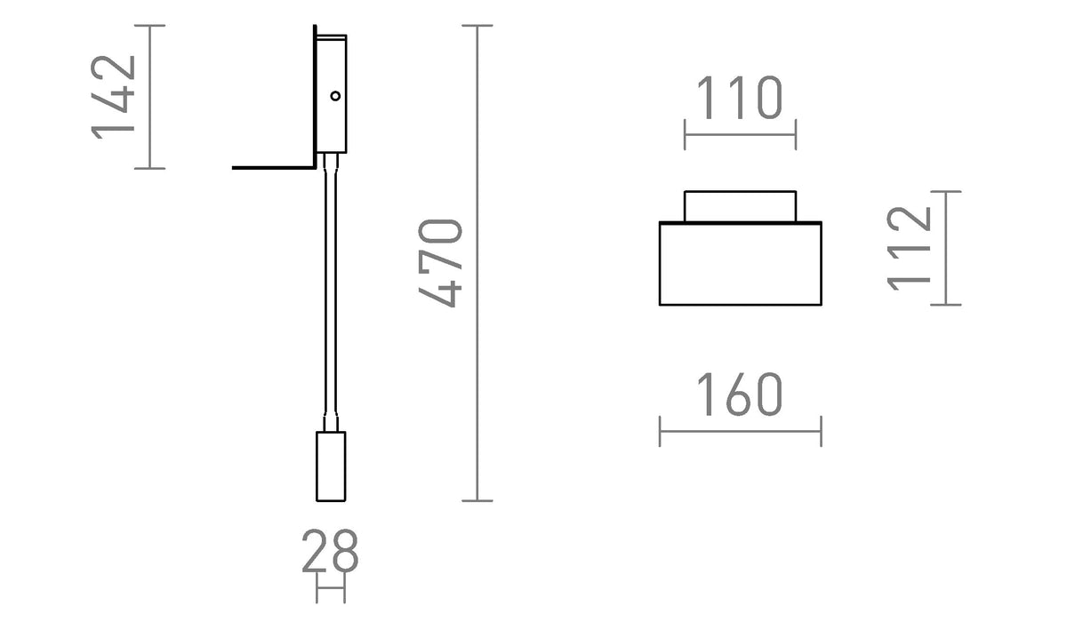 Rendl ROSTAM LED-vägglampa – måttskiss