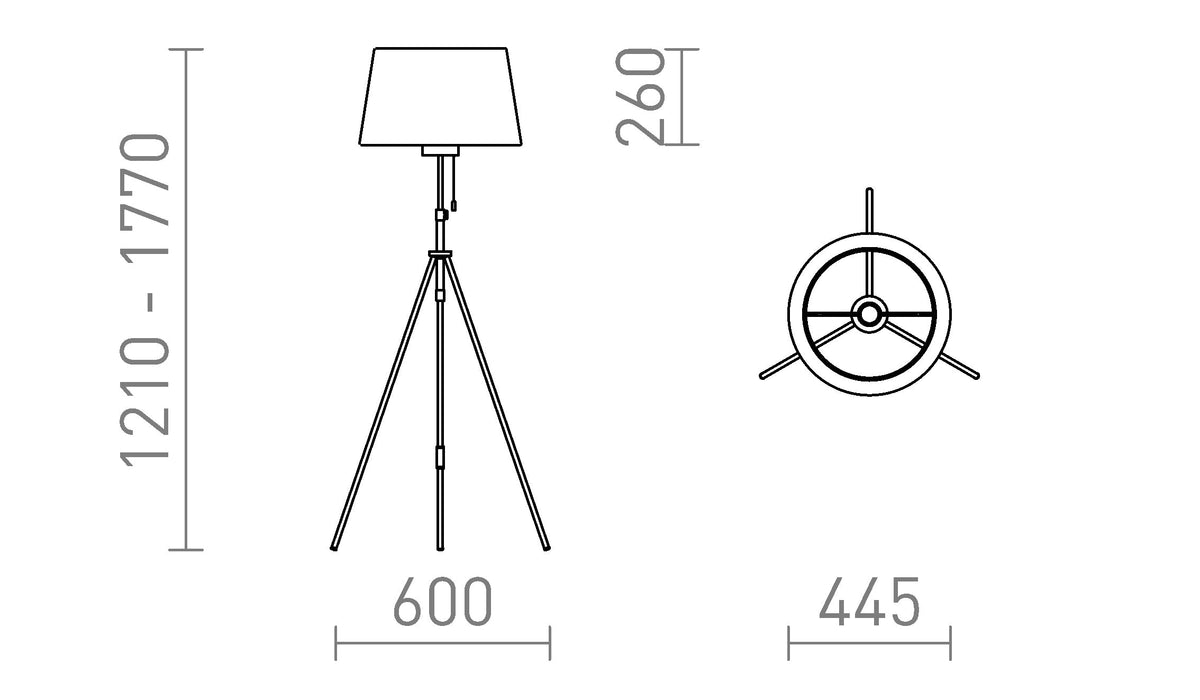 Rendl LUTON/RIDICK golvlampa – måttskiss