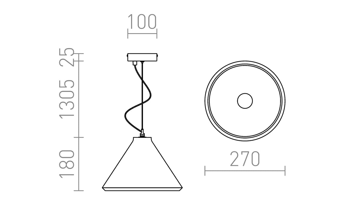 Rendl RADICAL pendellampa – måttskiss