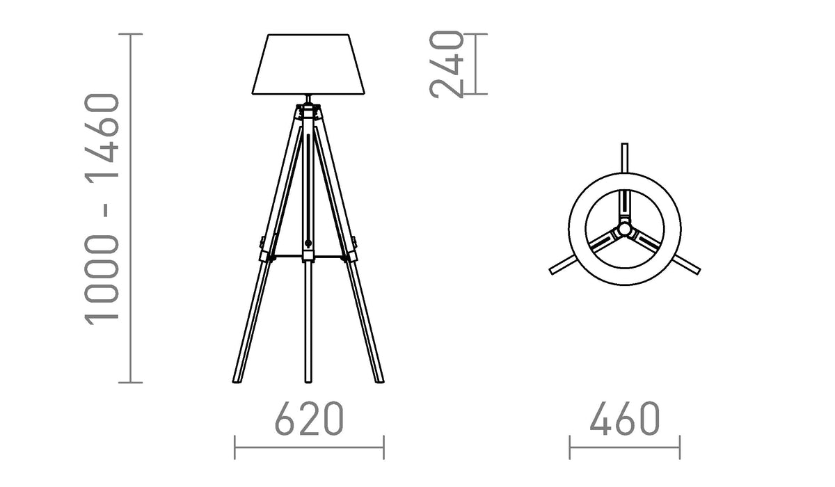 Rendl ALVIS/AMBITUS golvlampsfot – måttskiss