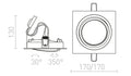 PASADENA G53 SQ I Upotettava Valaisin – Valkoinen/Musta, LED G53 15W - Nordic Lumen