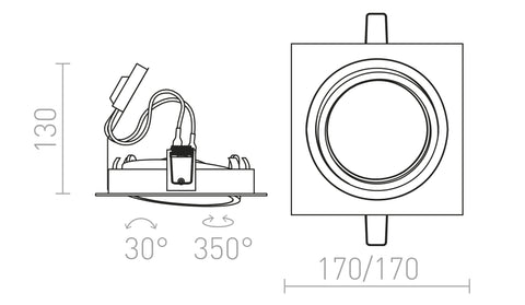 PASADENA G53 SQ I Upotettava Valaisin – Valkoinen/Musta, LED G53 15W - Nordic Lumen