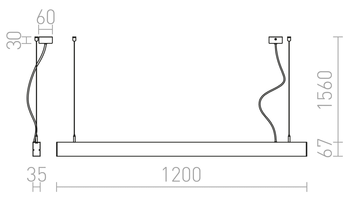 Rendl PESANTE 35 LED-pendellampa – måttskiss